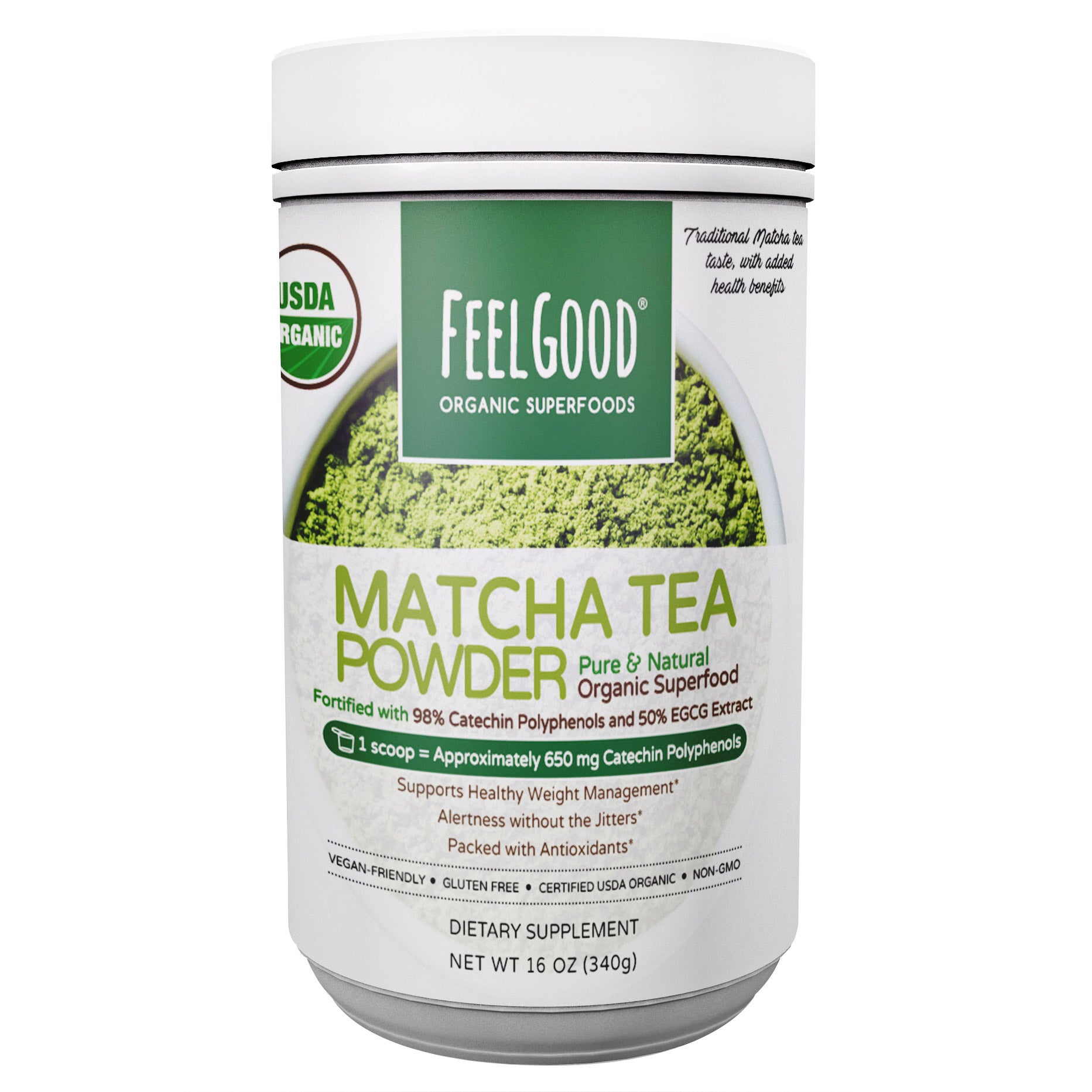 Feelgood Organic Superfoods Matcha Tea Powder, 16 oz 1 Feelgood Organic Superfoods Matcha Tea Powder, 16 oz