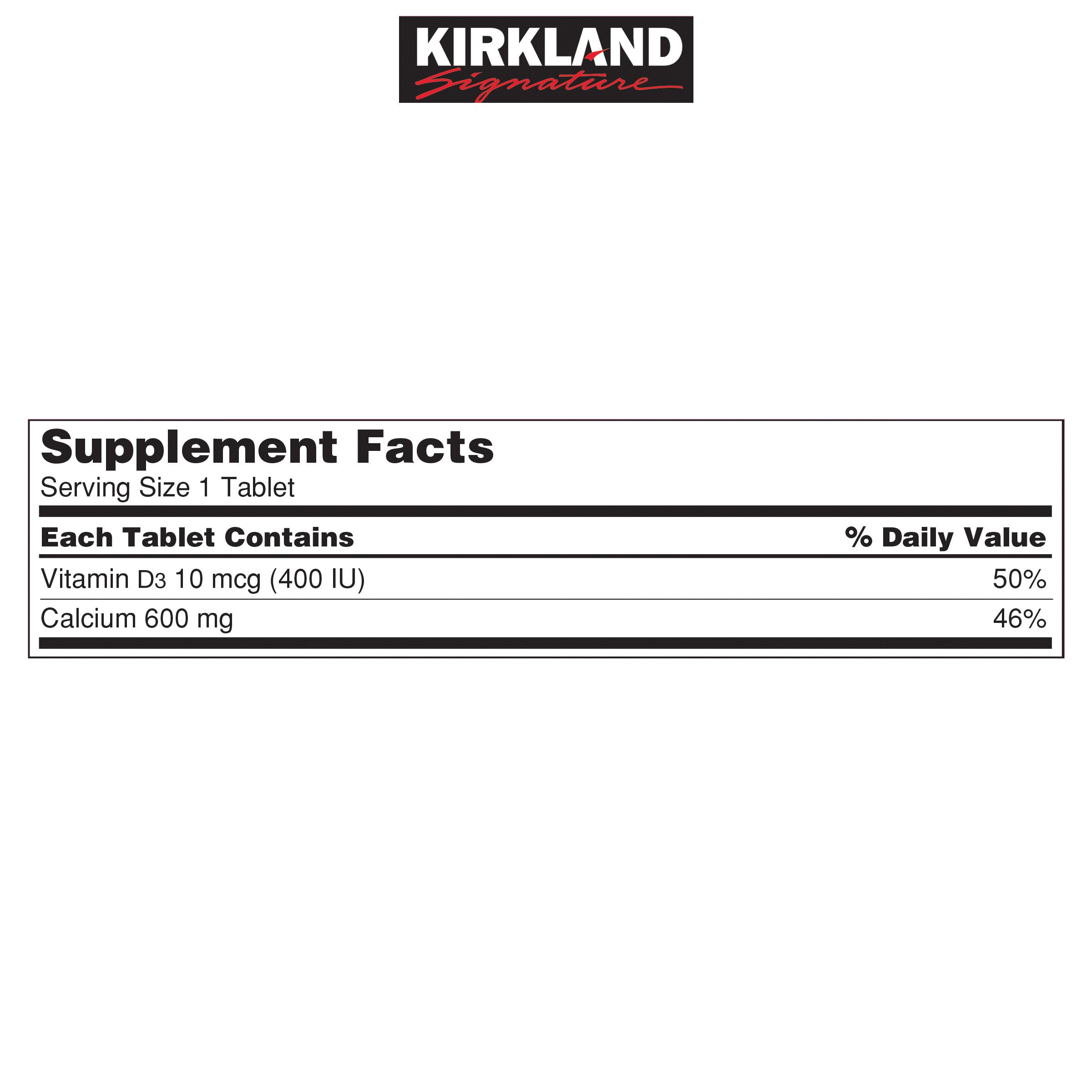 Kirkland Signature Calcium 600 mg. with Vitamin D3, 500 Tablets 2 Kirkland Signature Calcium 600 mg. with Vitamin D3, 500 Tablets - Image 2