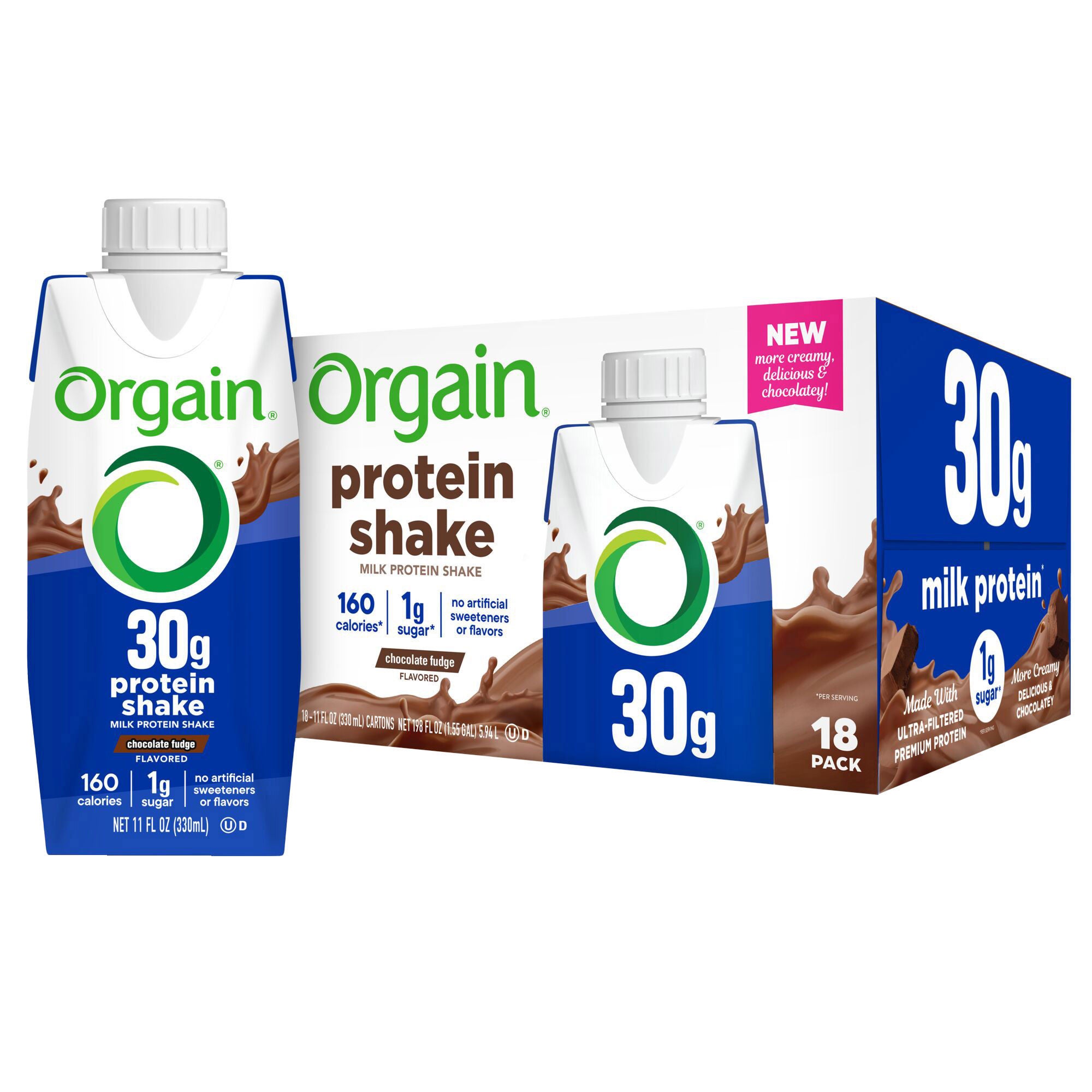 Orgain 30g Milk Protein Shake, Chocolate Fudge, 11 fl oz, 18-pack 1 Orgain 30g Milk Protein Shake, Chocolate Fudge, 11 fl oz, 18-pack