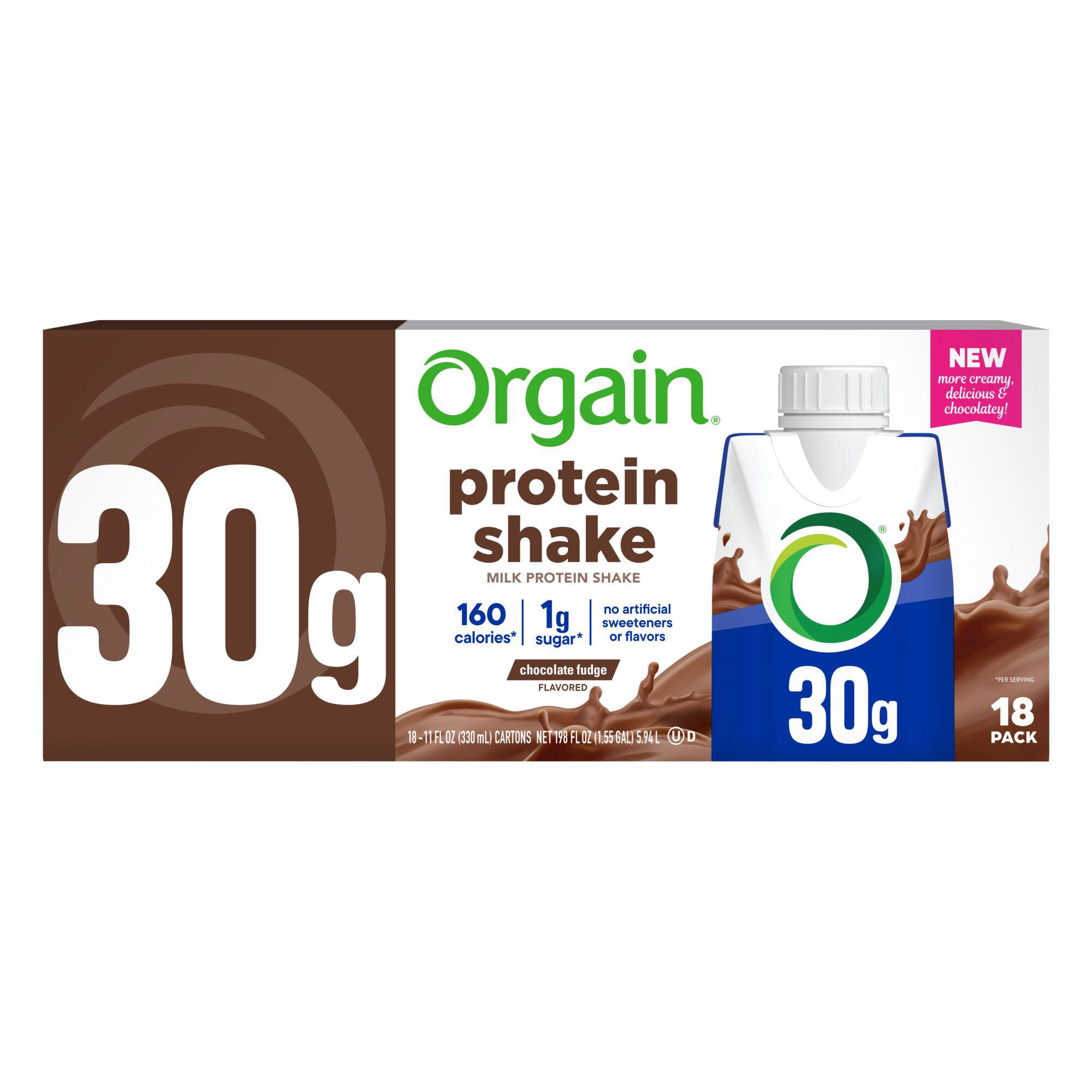 Orgain 30g Milk Protein Shake, Chocolate Fudge, 11 fl oz, 18-pack 2 Orgain 30g Milk Protein Shake, Chocolate Fudge, 11 fl oz, 18-pack - Image 2