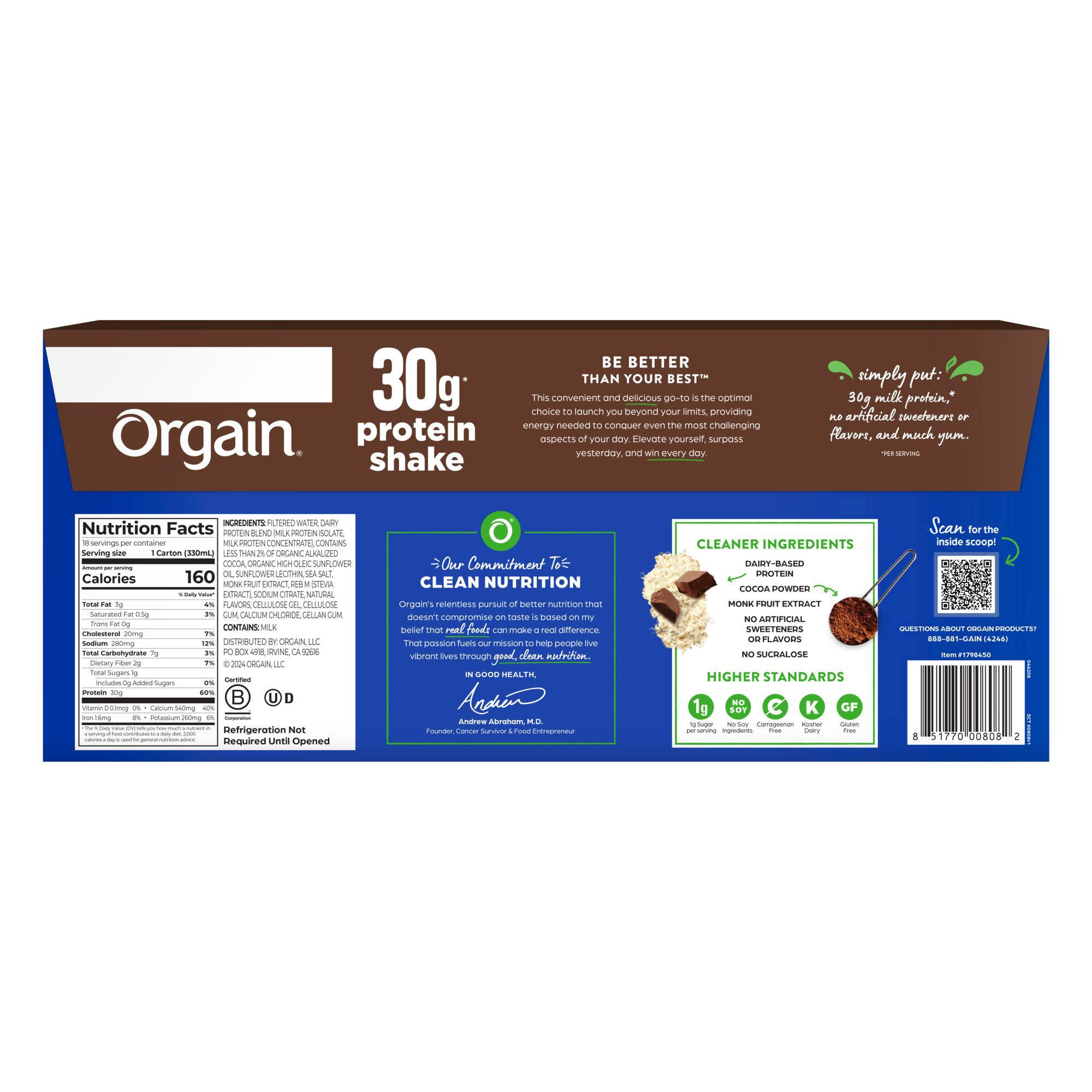Orgain 30g Milk Protein Shake, Chocolate Fudge, 11 fl oz, 18-pack 3 Orgain 30g Milk Protein Shake, Chocolate Fudge, 11 fl oz, 18-pack - Image 3