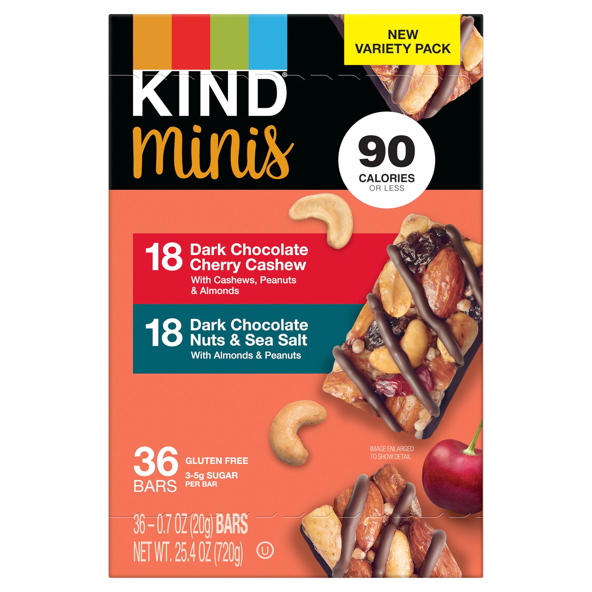 KIND Mini's Dark Chocolate Variety Pack, 0.7 oz, 36-count 1 KIND Mini's Dark Chocolate Variety Pack, 0.7 oz, 36-count