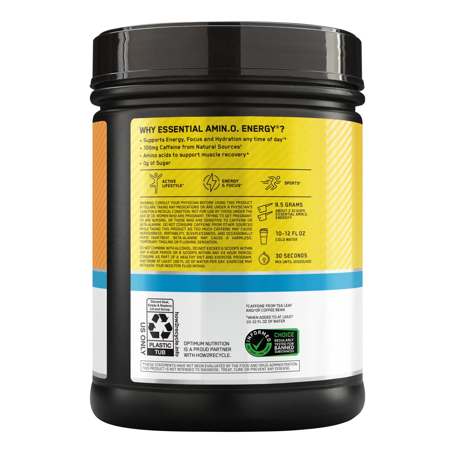 Optimum Nutrition Essential Amino Energy + Electrolytes, Sun Kissed Citrus, 1.5 lbs 2 Optimum Nutrition Essential Amino Energy + Electrolytes, Sun Kissed Citrus, 1.5 lbs - Image 2