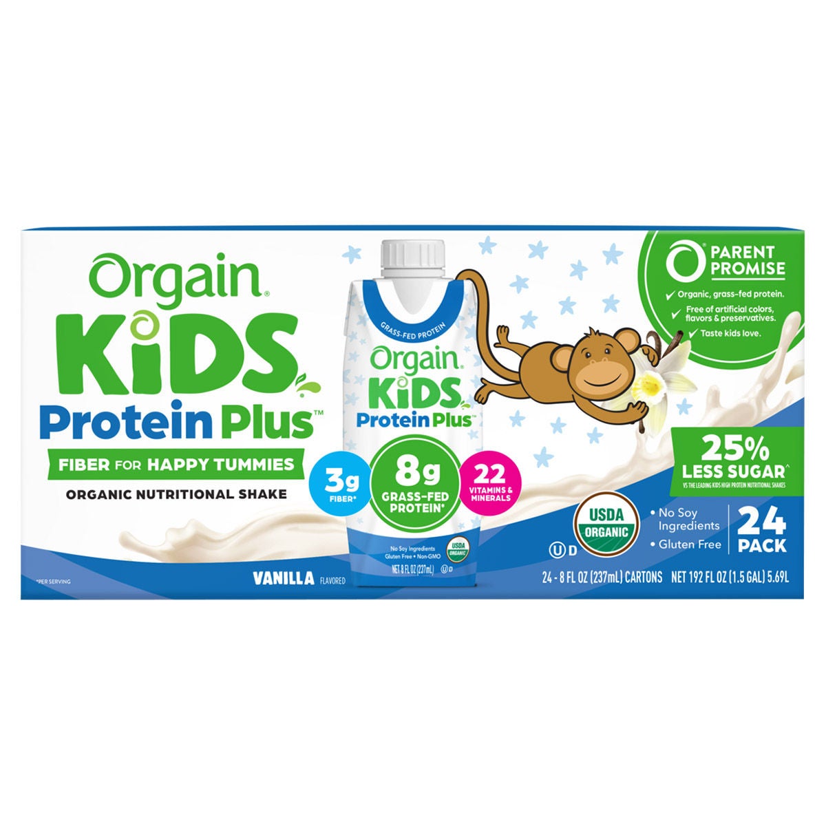 Orgain Usda Organic Kids Nutritional Protein Shake, Vanilla, 8 fl oz, 24-pack 2 Orgain Usda Organic Kids Nutritional Protein Shake, Vanilla, 8 fl oz, 24-pack - Image 2