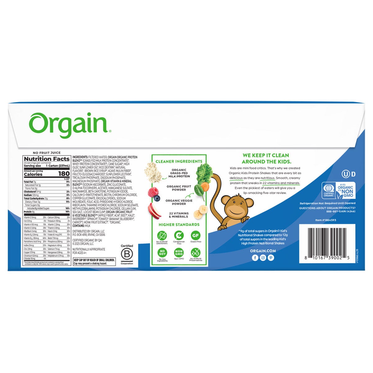 Orgain Usda Organic Kids Nutritional Protein Shake, Vanilla, 8 fl oz, 24-pack 3 Orgain Usda Organic Kids Nutritional Protein Shake, Vanilla, 8 fl oz, 24-pack - Image 3