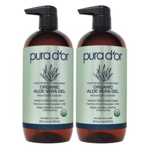 pura d'or Organic Aloe Vera Gel, 24 fl oz, 2-pack