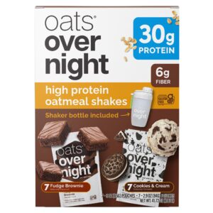 Oats Overnight Variety Pack, 30g Protein Shake, Fudge Brownie, Cookies & Cream, 14-pack
