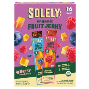 Solely Organic Fruit Jerky Variety Pack, 0.8 oz, 16-count