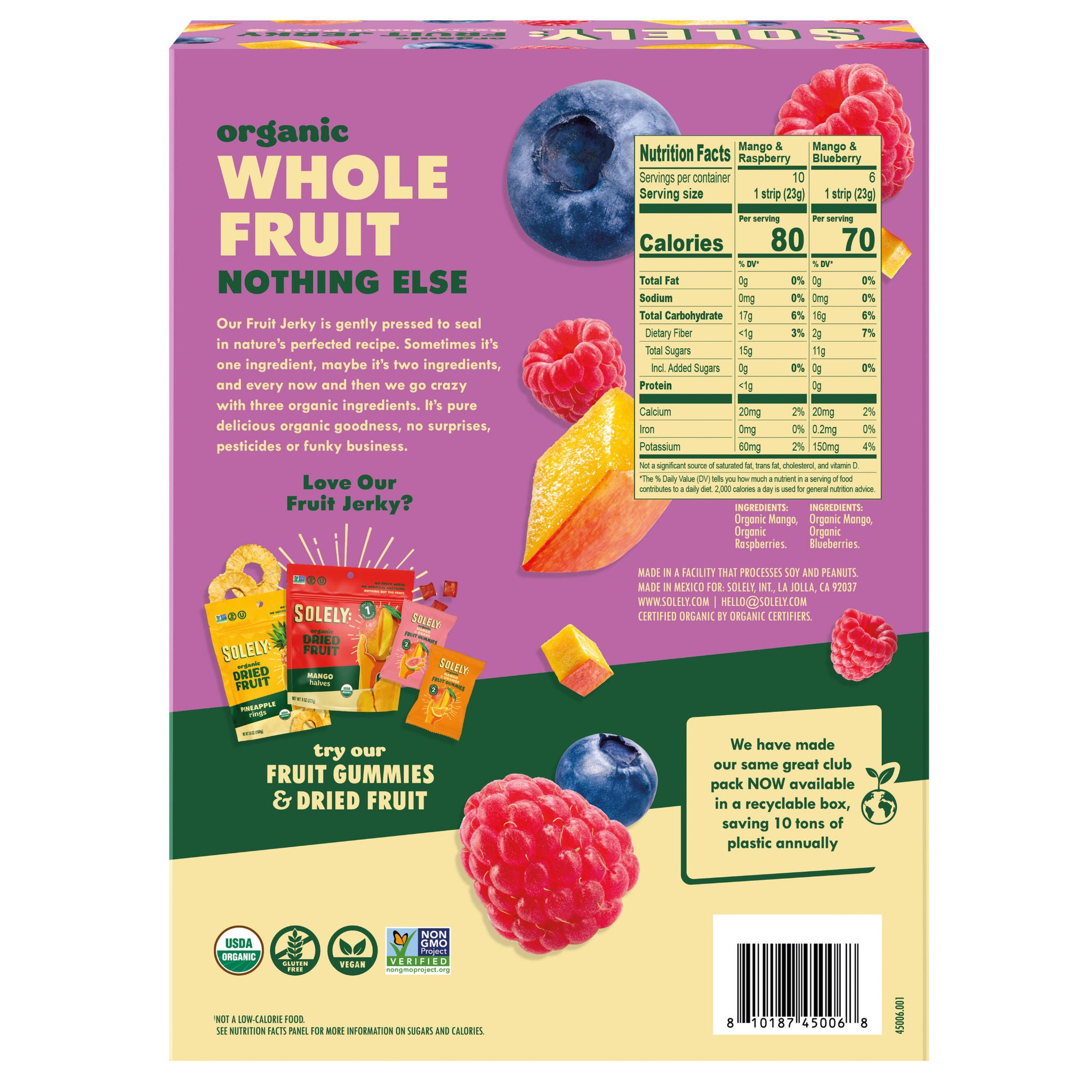 Solely Organic Fruit Jerky Variety Pack, 0.8 oz, 16-count 2 Solely Organic Fruit Jerky Variety Pack, 0.8 oz, 16-count - Image 2
