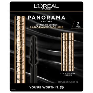 L'Oreal Paris Voluminous Panorama Mascara, Blackest Black, 0.33 fl oz, 2 -pack