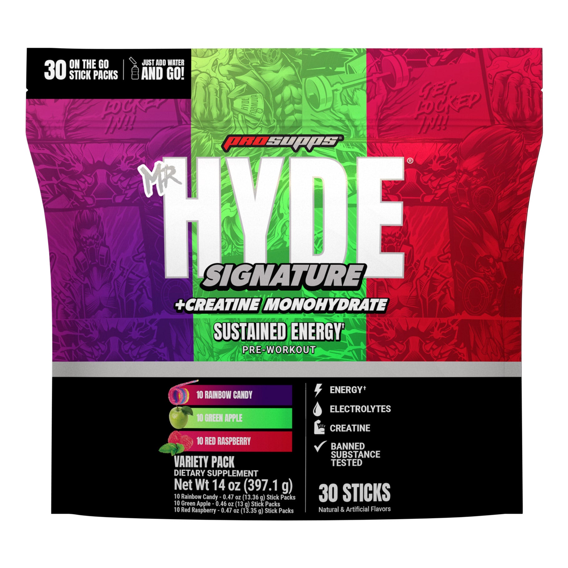 Mr. Hyde Signature Pre-Workout On-The-Go, 30 Individual Serving Stick Packs, Variety Pack 1 Mr. Hyde Signature Pre-Workout On-The-Go, 30 Individual Serving Stick Packs, Variety Pack