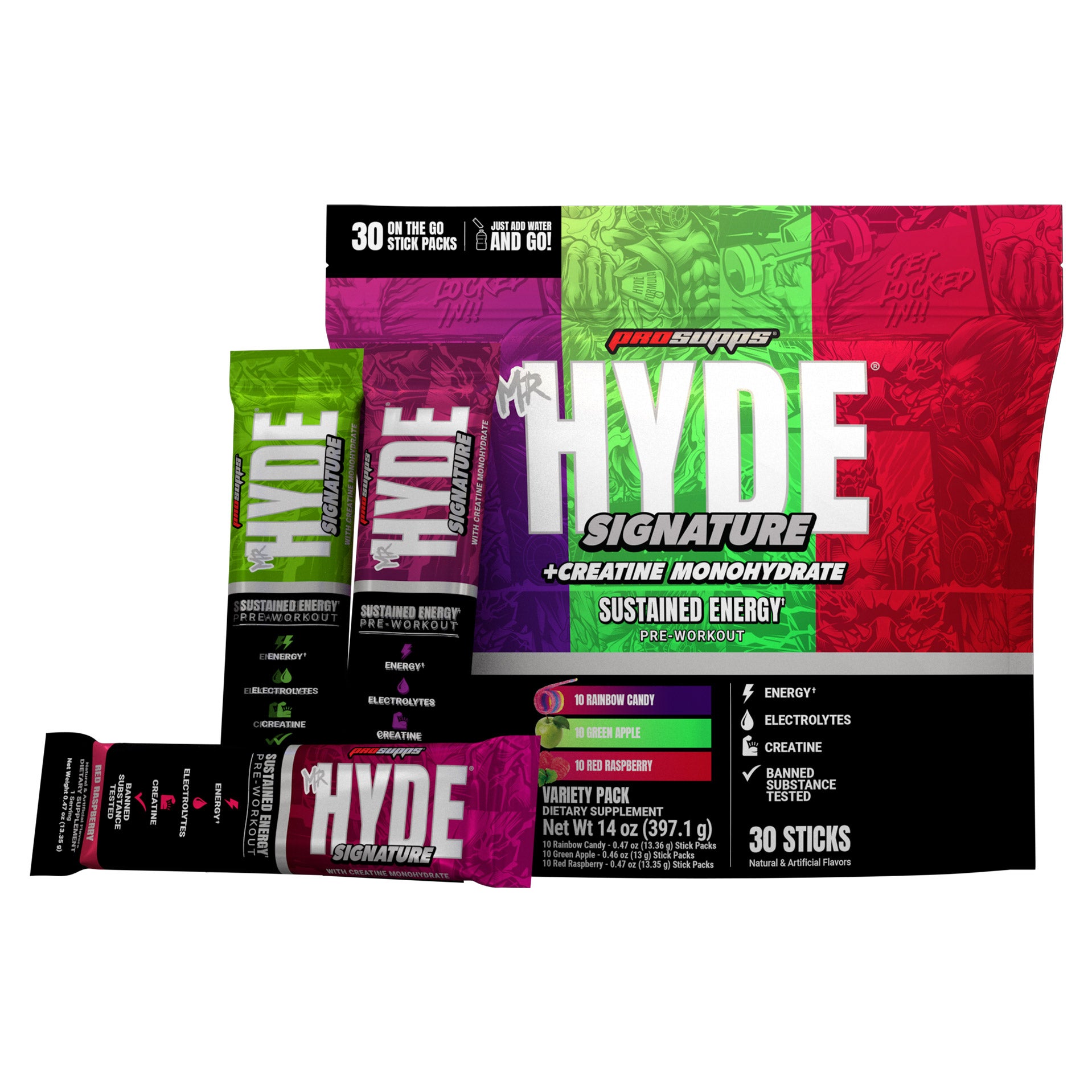 Mr. Hyde Signature Pre-Workout On-The-Go, 30 Individual Serving Stick Packs, Variety Pack 3 Mr. Hyde Signature Pre-Workout On-The-Go, 30 Individual Serving Stick Packs, Variety Pack - Image 3