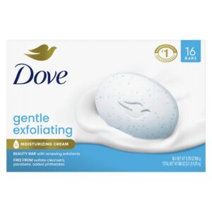 Dove Moisturizing Beauty Bar Soap Gentle Exfoliating, 3.75 oz, 16 Bars