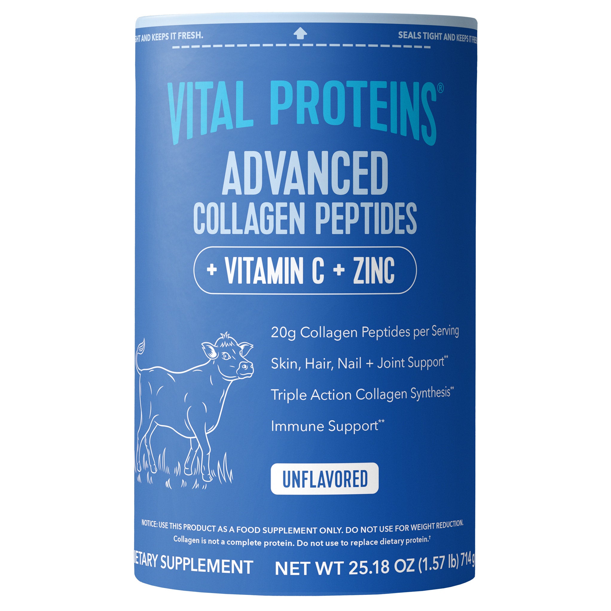 Vital Proteins Advanced Collagen Peptides with Vitamin C and Zinc, Unflavored, 1.57 lbs 1 Vital Proteins Advanced Collagen Peptides with Vitamin C and Zinc, Unflavored, 1.57 lbs
