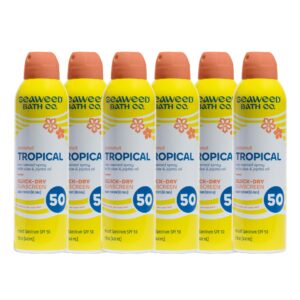 Seaweed Bath Co. Tropical Quick-Dry Sunscreen Spray SPF 50, 5 oz, 6-pack