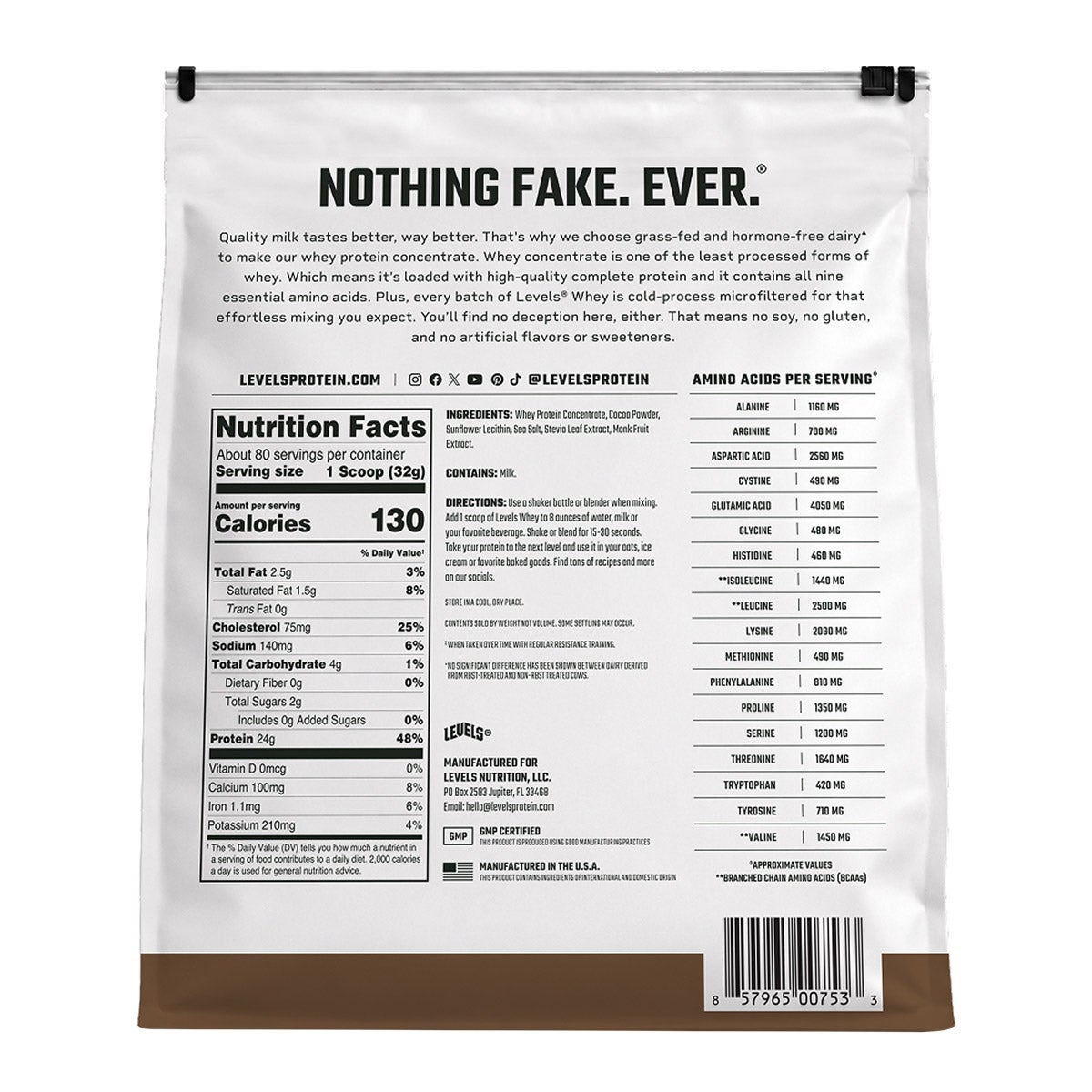 Levels Grass Fed Whey Protein, Double Chocolate, 5.64 lbs 2 Levels Grass Fed Whey Protein, Double Chocolate, 5.64 lbs - Image 2
