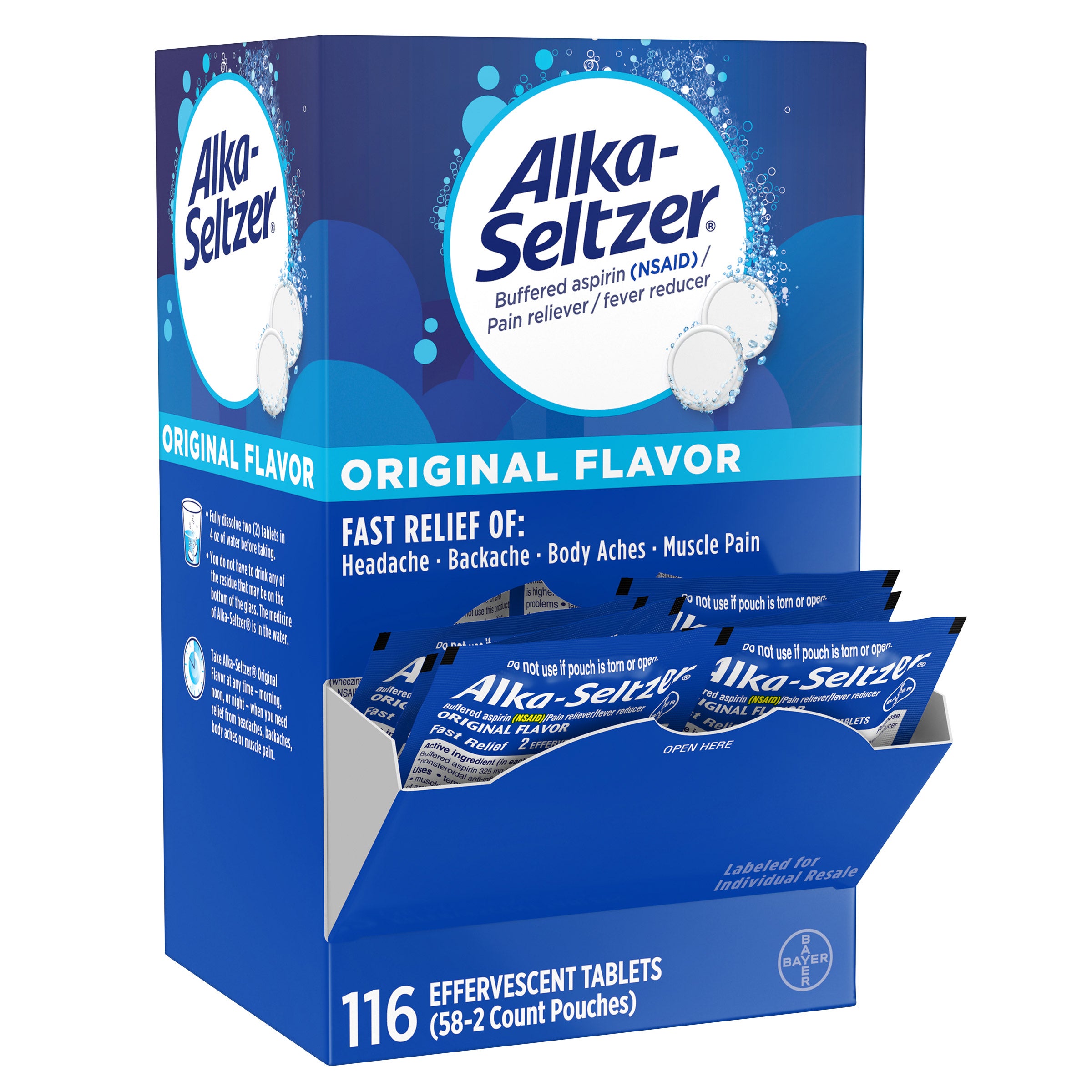 Alka-Seltzer Original, 2 Effervescent Tablets, 58 Pouches 1 Alka-Seltzer Original, 2 Effervescent Tablets, 58 Pouches