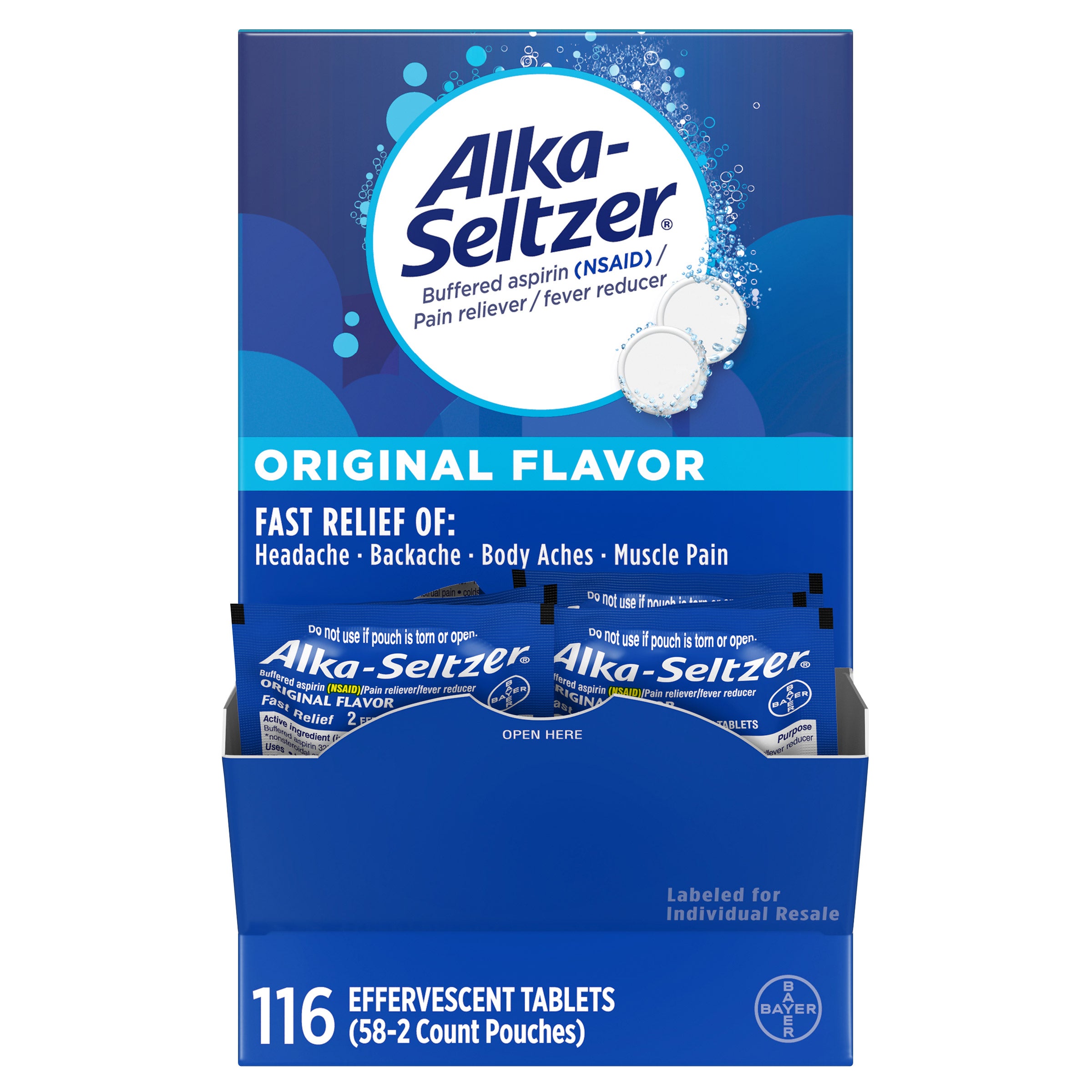 Alka-Seltzer Original, 2 Effervescent Tablets, 58 Pouches 2 Alka-Seltzer Original, 2 Effervescent Tablets, 58 Pouches - Image 2
