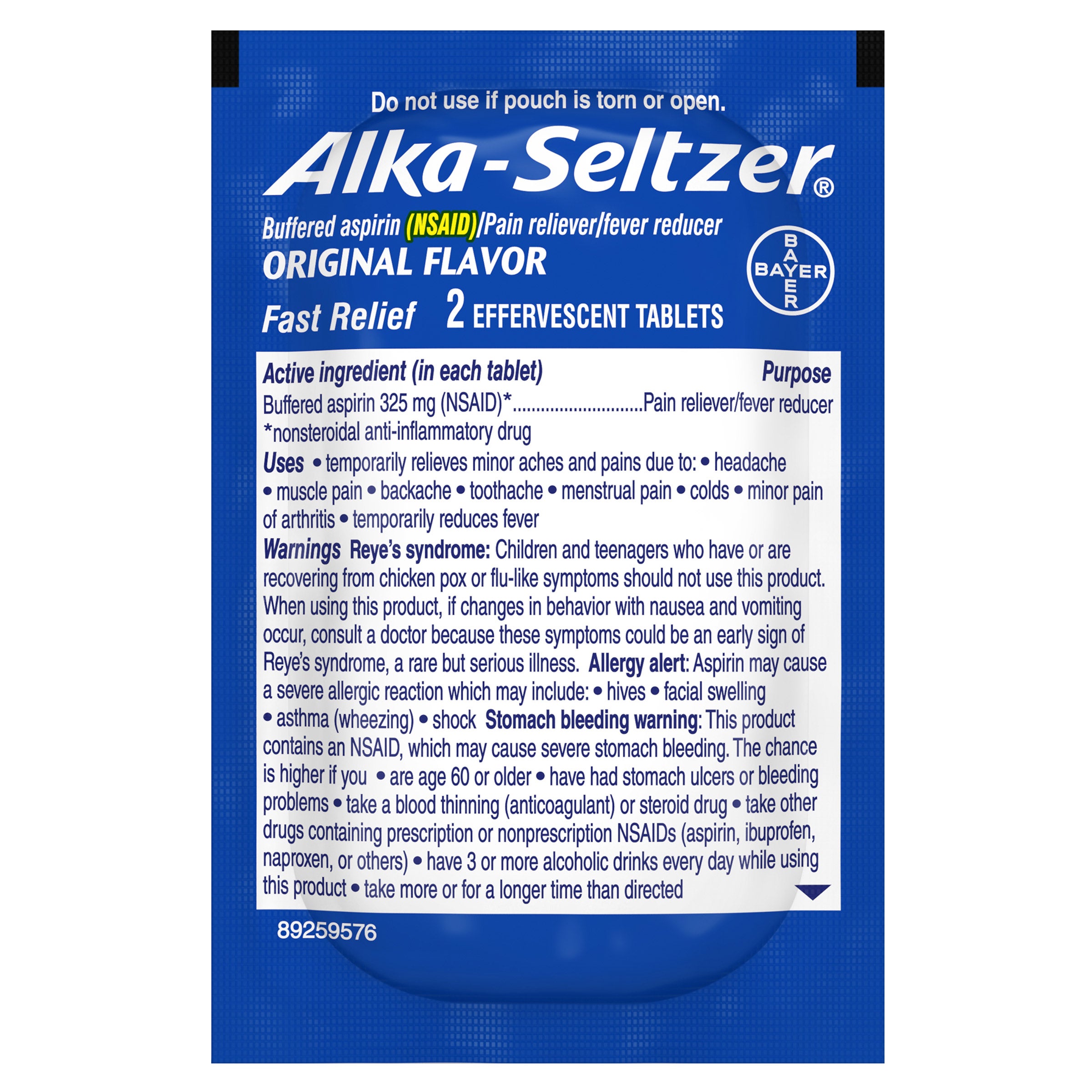 Alka-Seltzer Original, 2 Effervescent Tablets, 58 Pouches 4 Alka-Seltzer Original, 2 Effervescent Tablets, 58 Pouches - Image 4