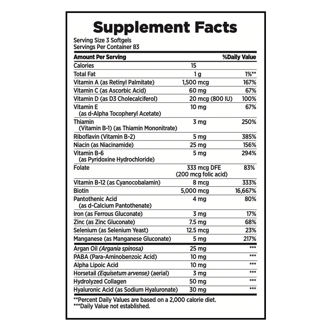 Nature's Bounty Hair, Skin and Nails, 250 Softgels 3 Nature's Bounty Hair, Skin and Nails, 250 Softgels - Image 3