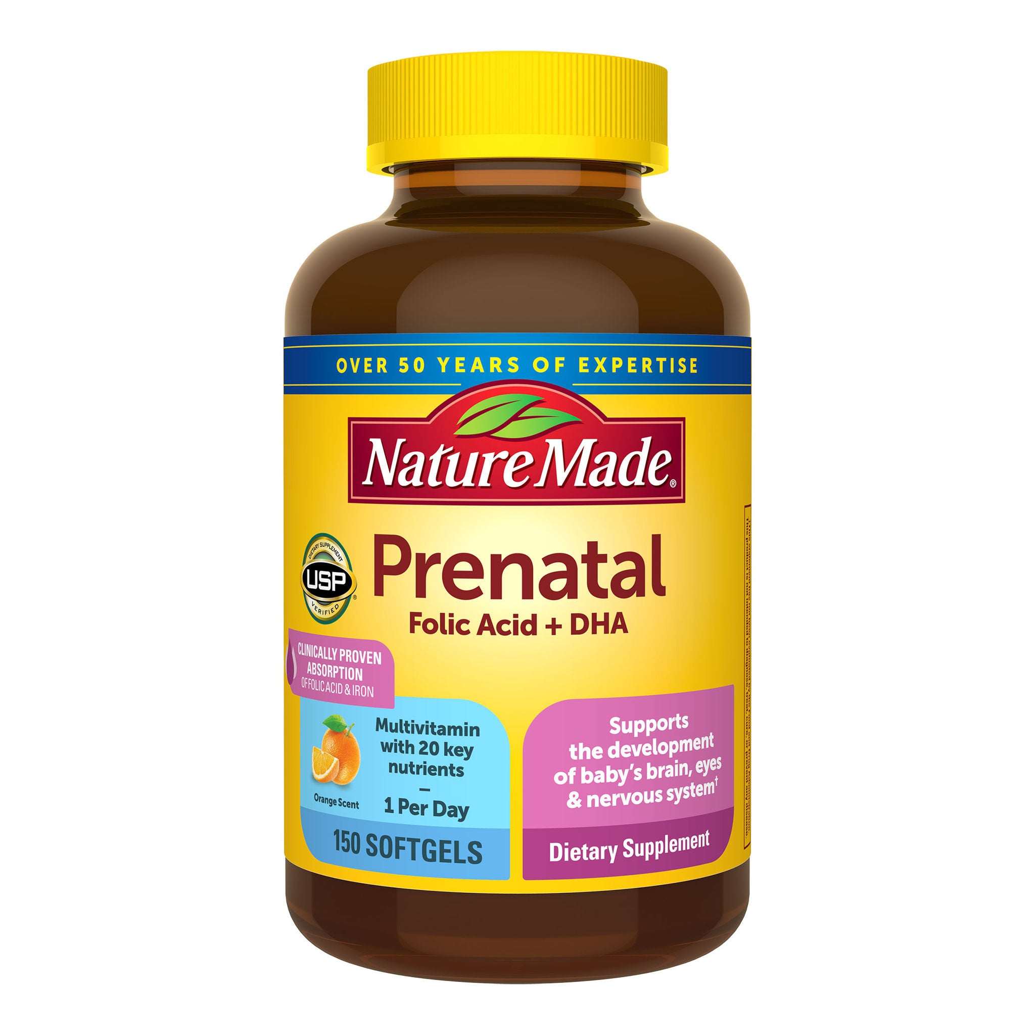 Nature Made Prenatal Folic Acid + Dha, 150 Softgels 1 Nature Made Prenatal Folic Acid + Dha, 150 Softgels