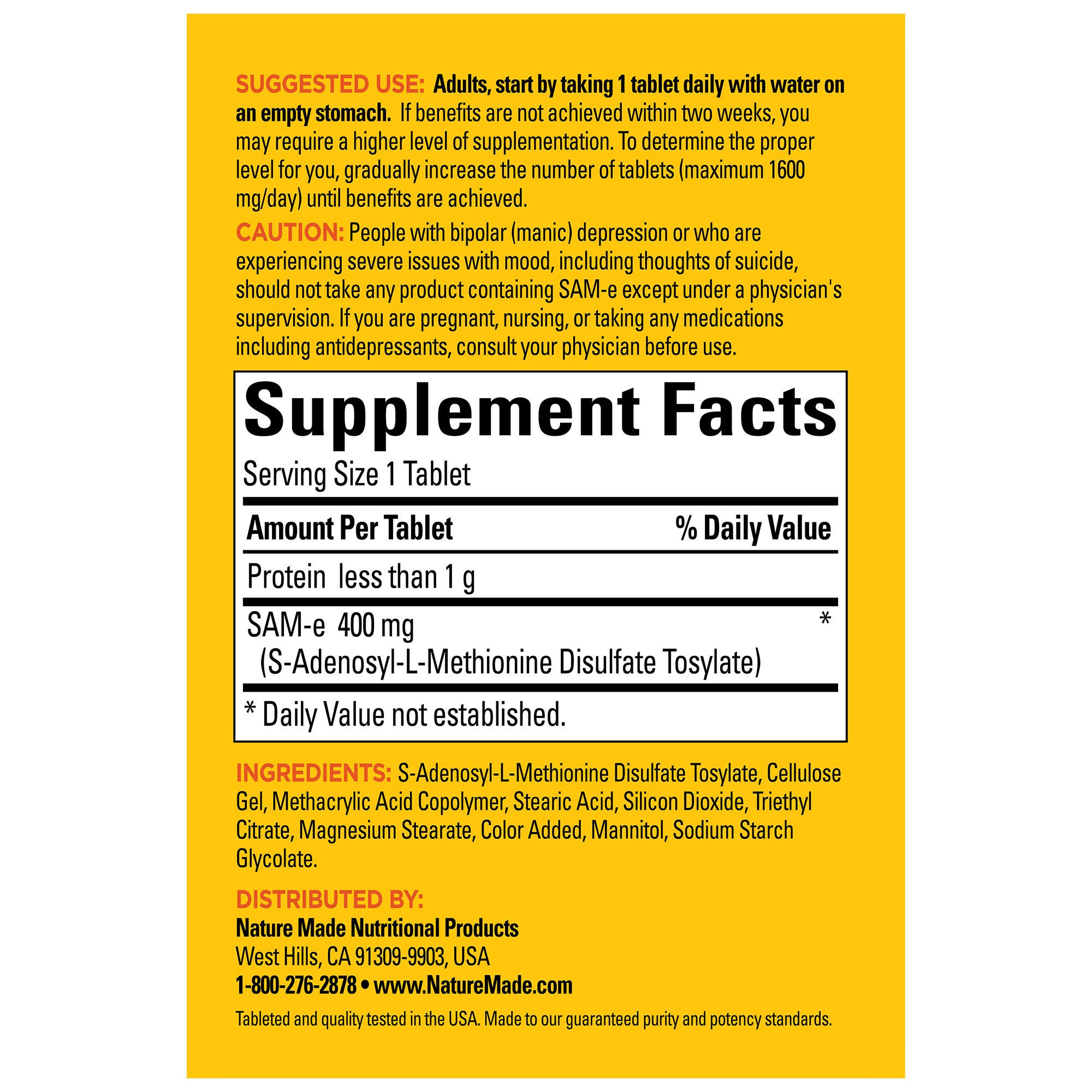 Nature Made SAM-e Complete 400 mg., 60 Tablets 5 Nature Made SAM-e Complete 400 mg., 60 Tablets - Image 5