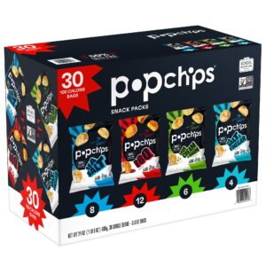 Popchips Potato Chips Snack Packs, Variety Pack, 0.8 oz, 30-count