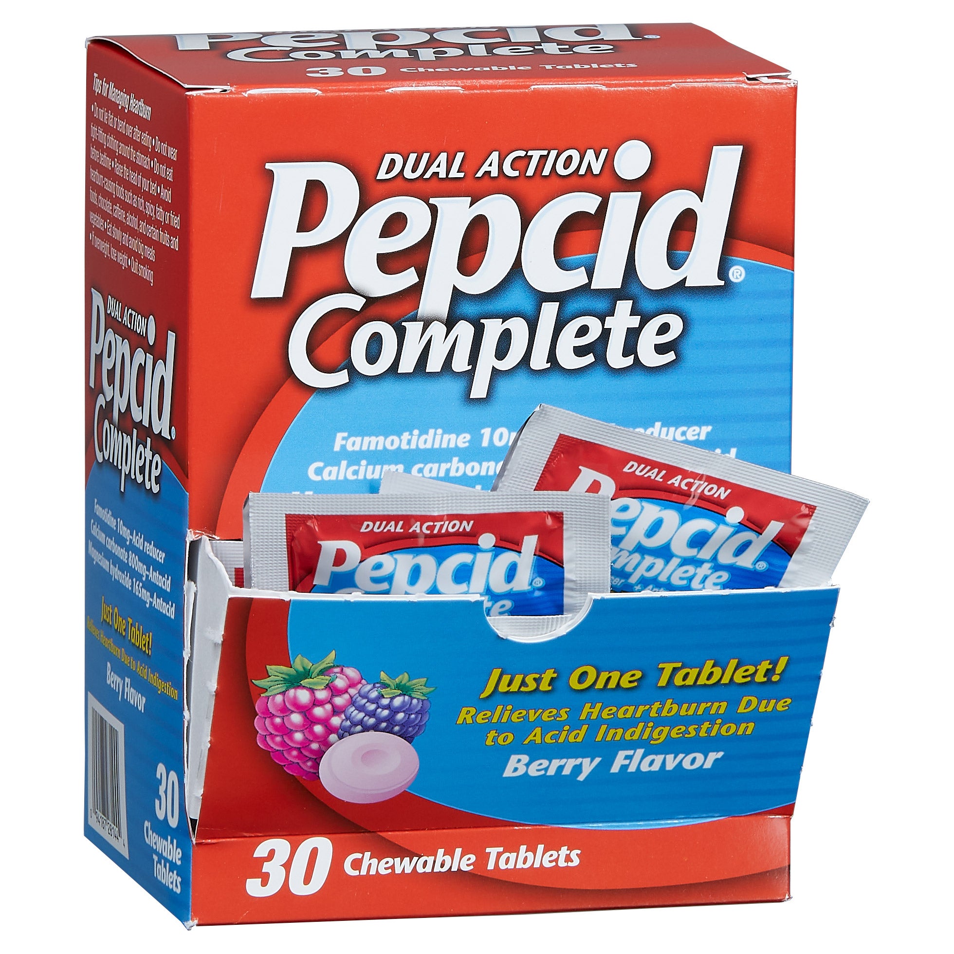 Pepcid Complete Dual Action Acid Reducer and Antacid, Chewable Tablet, Berry, Dispenser Pack, 30-count 2 Pepcid Complete Dual Action Acid Reducer and Antacid, Chewable Tablet, Berry, Dispenser Pack, 30-count - Image 2