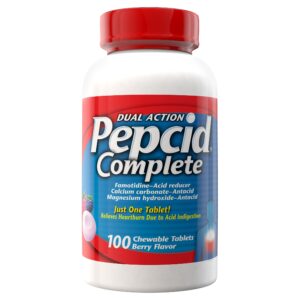Pepcid Complete Dual Action Acid Reducer + Antacid, 100 Chewable Berry Tablets