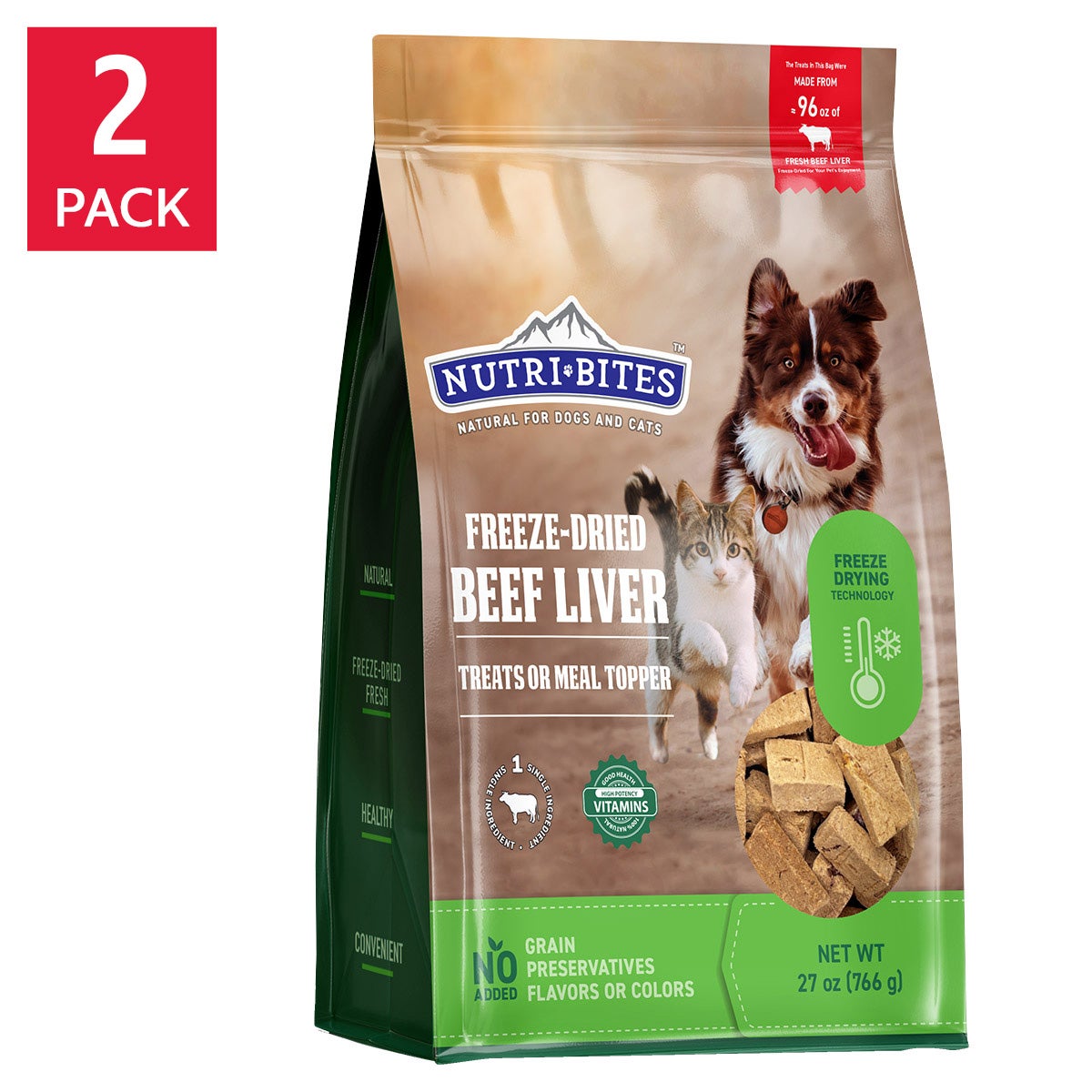 Canature NutriBites Freeze Dried Beef Liver, Dog and Cat Treat 27oz, 2-pack 1 Canature NutriBites Freeze Dried Beef Liver, Dog and Cat Treat 27oz, 2-pack
