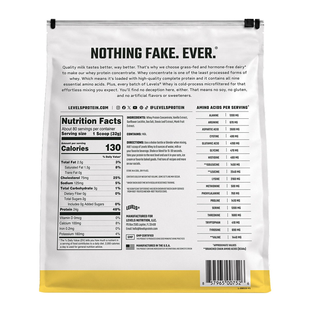 Levels Grass Fed Whey Protein, Vanilla Bean, 5.64 lbs 2 Levels Grass Fed Whey Protein, Vanilla Bean, 5.64 lbs - Image 2