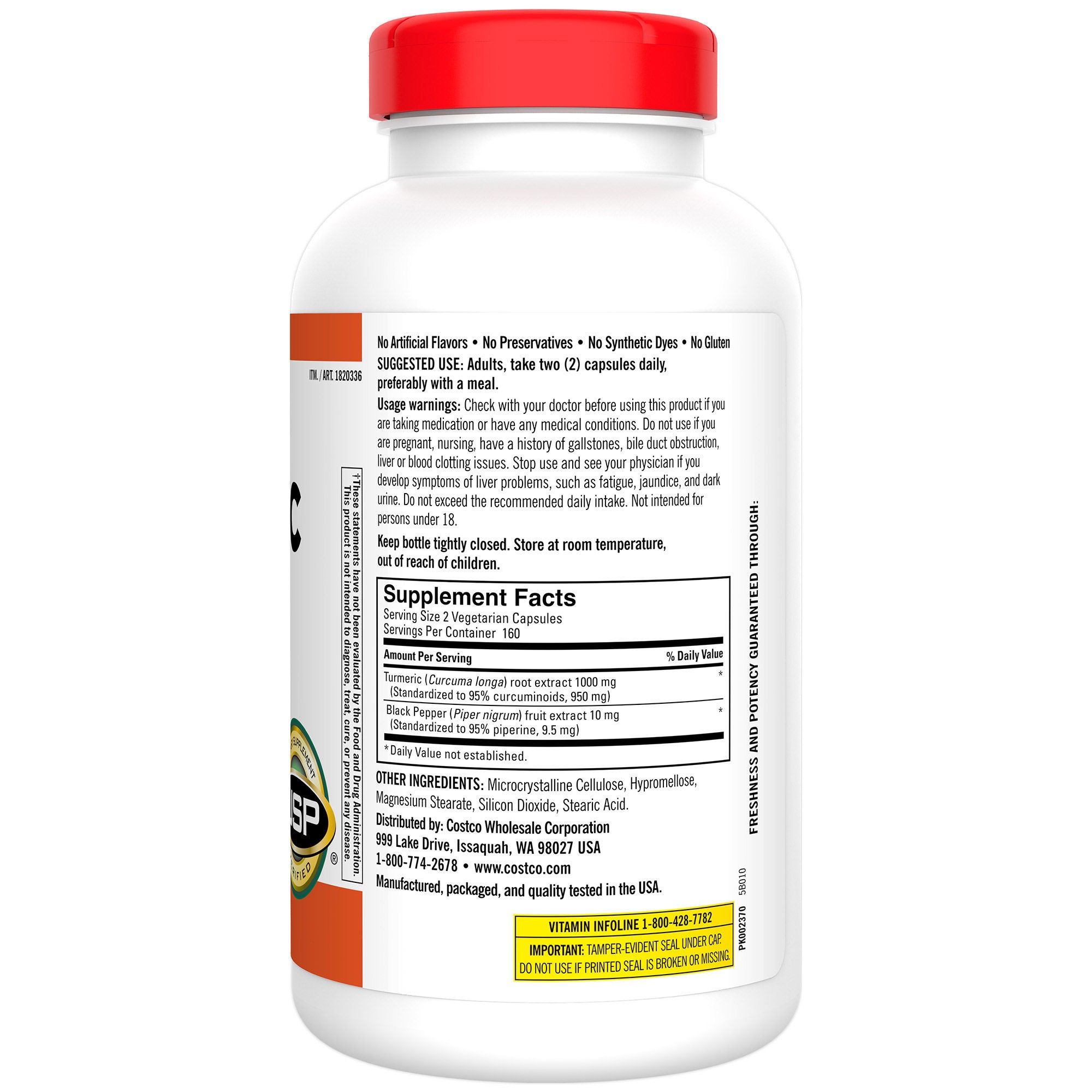Kirkland Signature Turmeric 1000 mg, 320 Vegetarian Capsules 2 Kirkland Signature Turmeric 1000 mg, 320 Vegetarian Capsules - Image 2